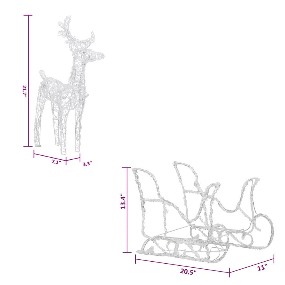 Outdoor 6 Reindeer and Sleigh Christmas Decoration 320 Warm White LED BM325933