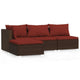 Faye 4pc Outdoor Modular Sofa Set Brown Poly Rattan and Red Polyester BM325934