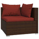 Faye 4pc Outdoor Modular Sofa Set Brown Poly Rattan and Red Polyester BM325934
