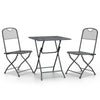 Yoko 3pc Outdoor Dining Breakfast Bistro Set w 2 Folding Chairs, Gray