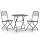 Yoko 3pc Outdoor Dining Breakfast Bistro Set w 2 Folding Chairs, Gray