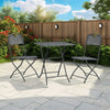 Yoko 3pc Outdoor Dining Breakfast Bistro Set w 2 Folding Chairs, Gray