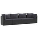4pc Outdoor Modular Sofa Set Black Woven Poly Rattan and Cushions BM325937