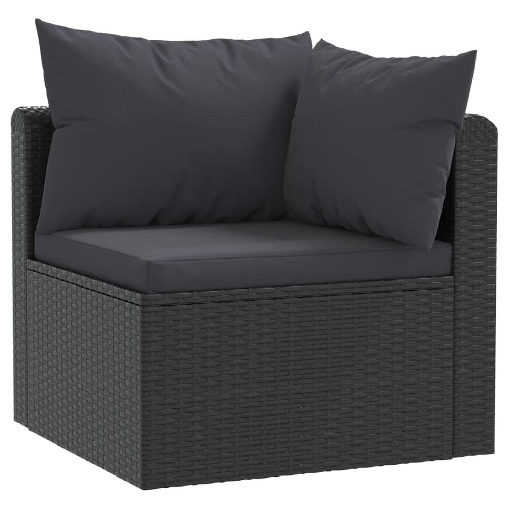 4pc Outdoor Modular Sofa Set Black Woven Poly Rattan and Cushions BM325937