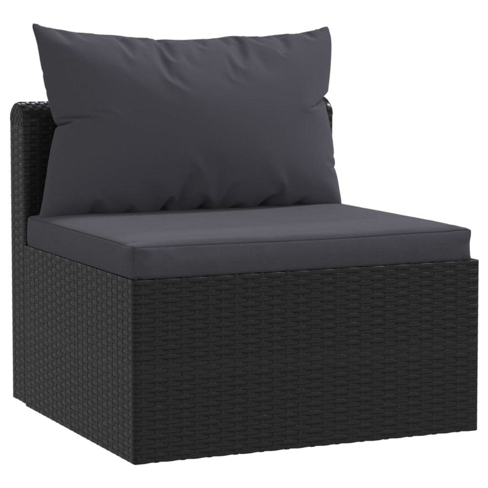 4pc Outdoor Modular Sofa Set Black Woven Poly Rattan and Cushions BM325937