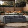 4pc Outdoor Modular Sofa Set, Black Woven Poly Rattan and Cushions