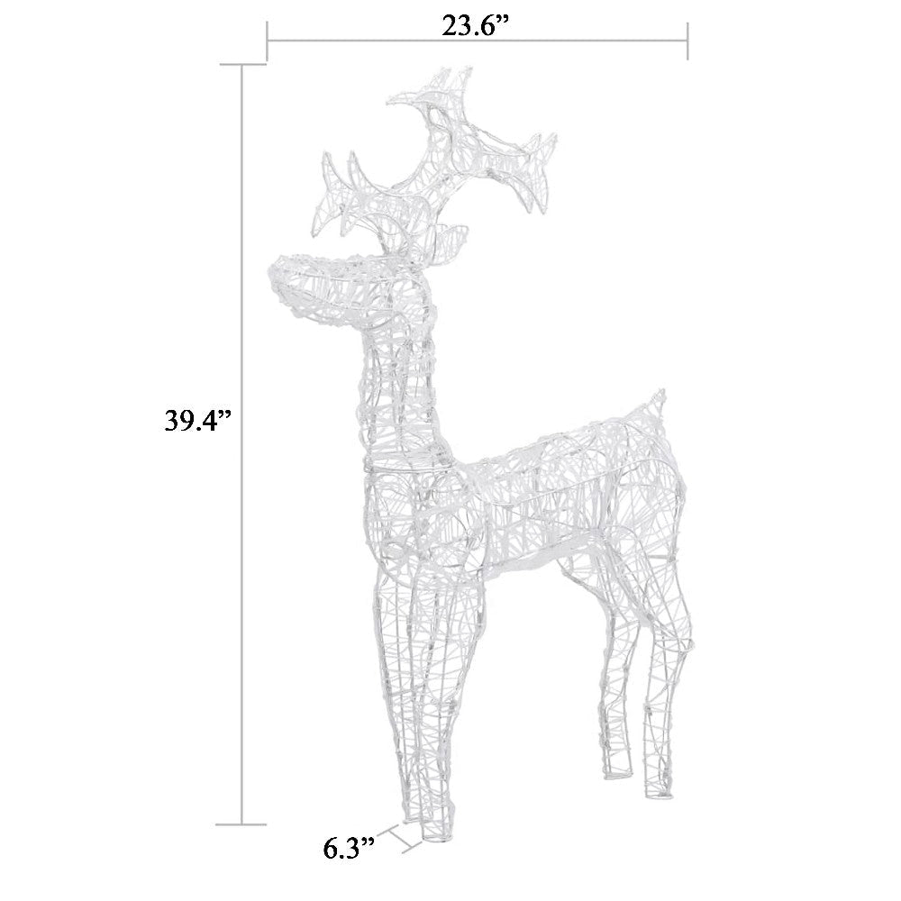 Outdoor Reindeer Christmas Decoration 90 Cool White LEDs Acrylic BM325938