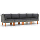 Reem 4pc Modular Sofa Set, Dark Gray Woven Poly Rattan and Cushions
