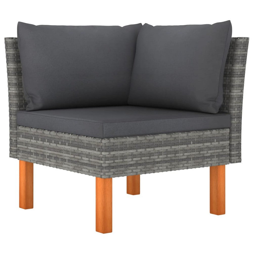 Reem 4pc Modular Sofa Set Dark Gray Woven Poly Rattan and Cushions BM325939