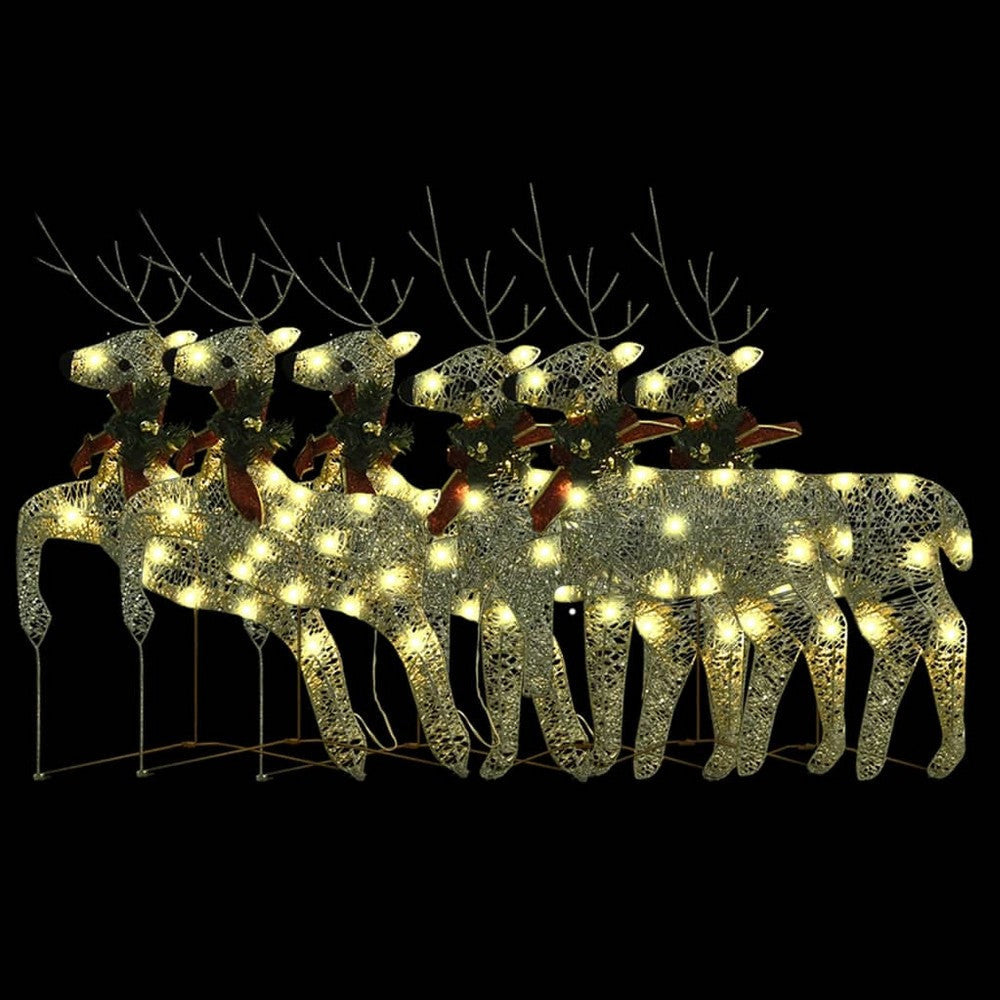 6 Reindeers Outdoor Christmas Decor, 8 Light Effects, 120 Gold LEDs