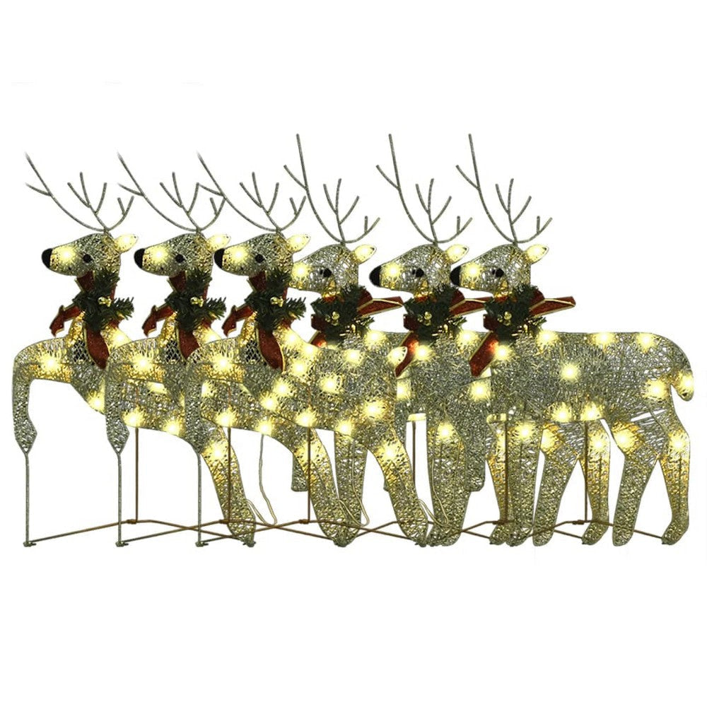 6 Reindeers Outdoor Christmas Decor 8 Light Effects 120 Gold LEDs BM325940