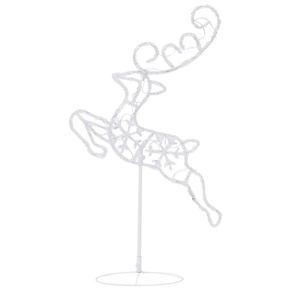 Outdoor 2 Flying Reindeer Sleigh Christmas Decor 72 Cool White LEDs BM325941