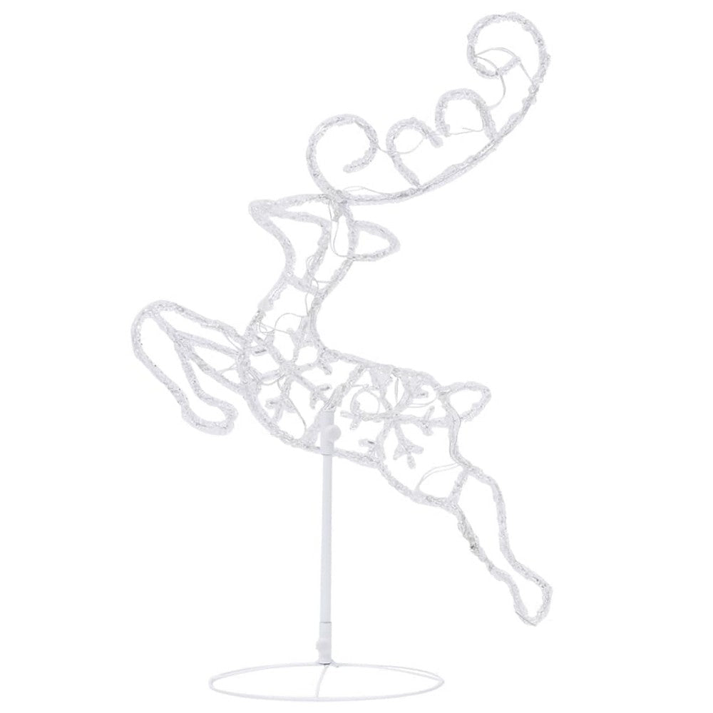 Outdoor 2 Flying Reindeer Sleigh Christmas Decor 72 Cool White LEDs BM325941