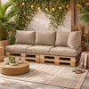 Paom 3pc Outdoor Pallet Cushions, Hollow Fiber, Taupe Oxford Fabric