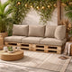 Paom 3pc Outdoor Pallet Cushions, Hollow Fiber, Taupe Oxford Fabric
