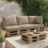 Paom 3pc Outdoor Pallet Cushions, Hollow Fiber, Taupe Oxford Fabric