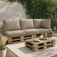 Paom 3pc Outdoor Pallet Cushions, Hollow Fiber, Taupe Oxford Fabric