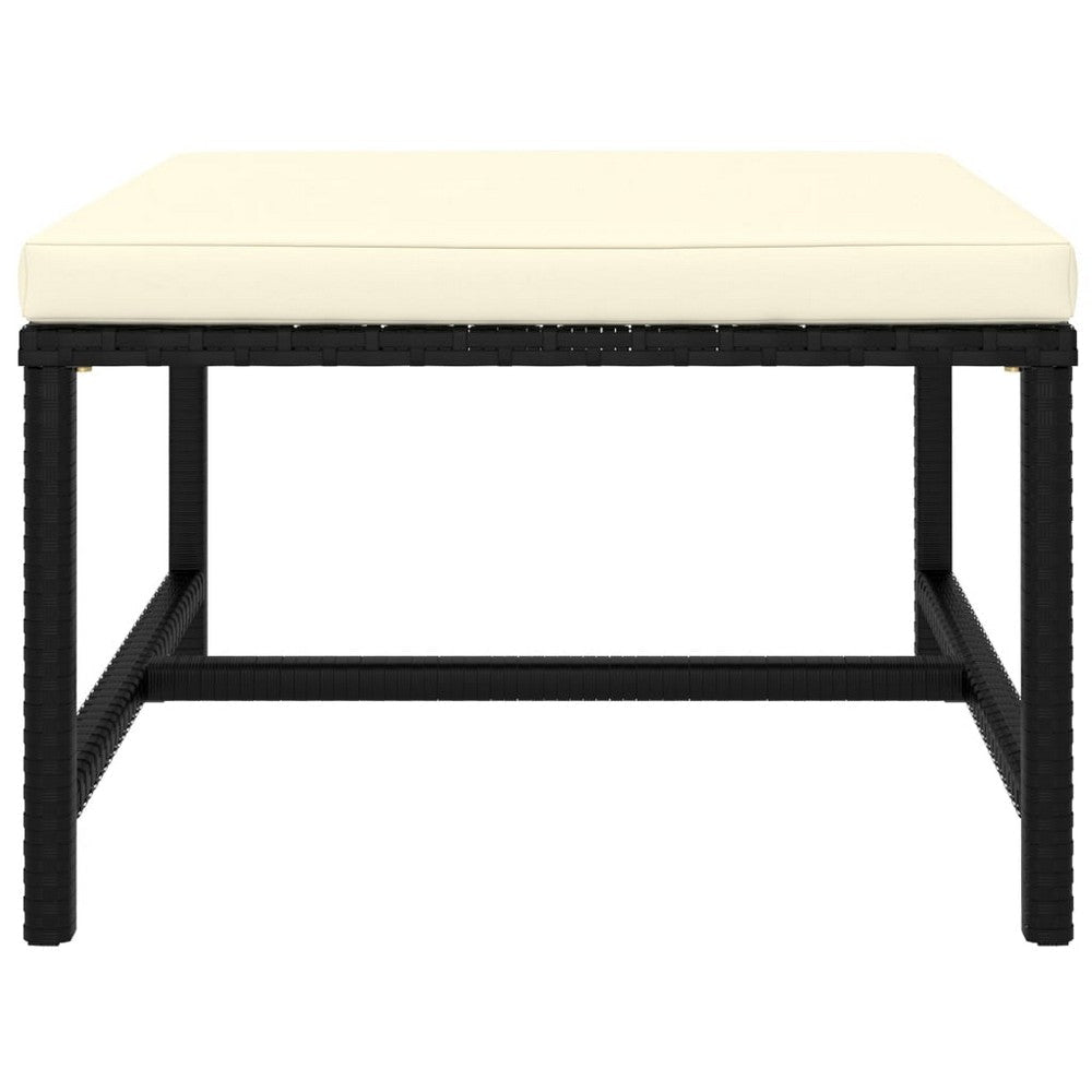 Reno 3pc Outdoor Modular Sofa Set with Ottoman Ivory Black Rattan BM325944