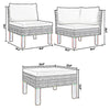 Reem Outdoor 3pc Modular Sofa Set Gray Poly Rattan Frame Polyester BM325946
