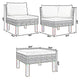 Reem Outdoor 3pc Modular Sofa Set Gray Poly Rattan Frame Polyester BM325946