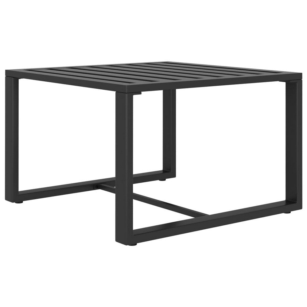 Outdoor Coffee Table with 24 Inch Slatted Top Dark Gray Aluminum BM325948