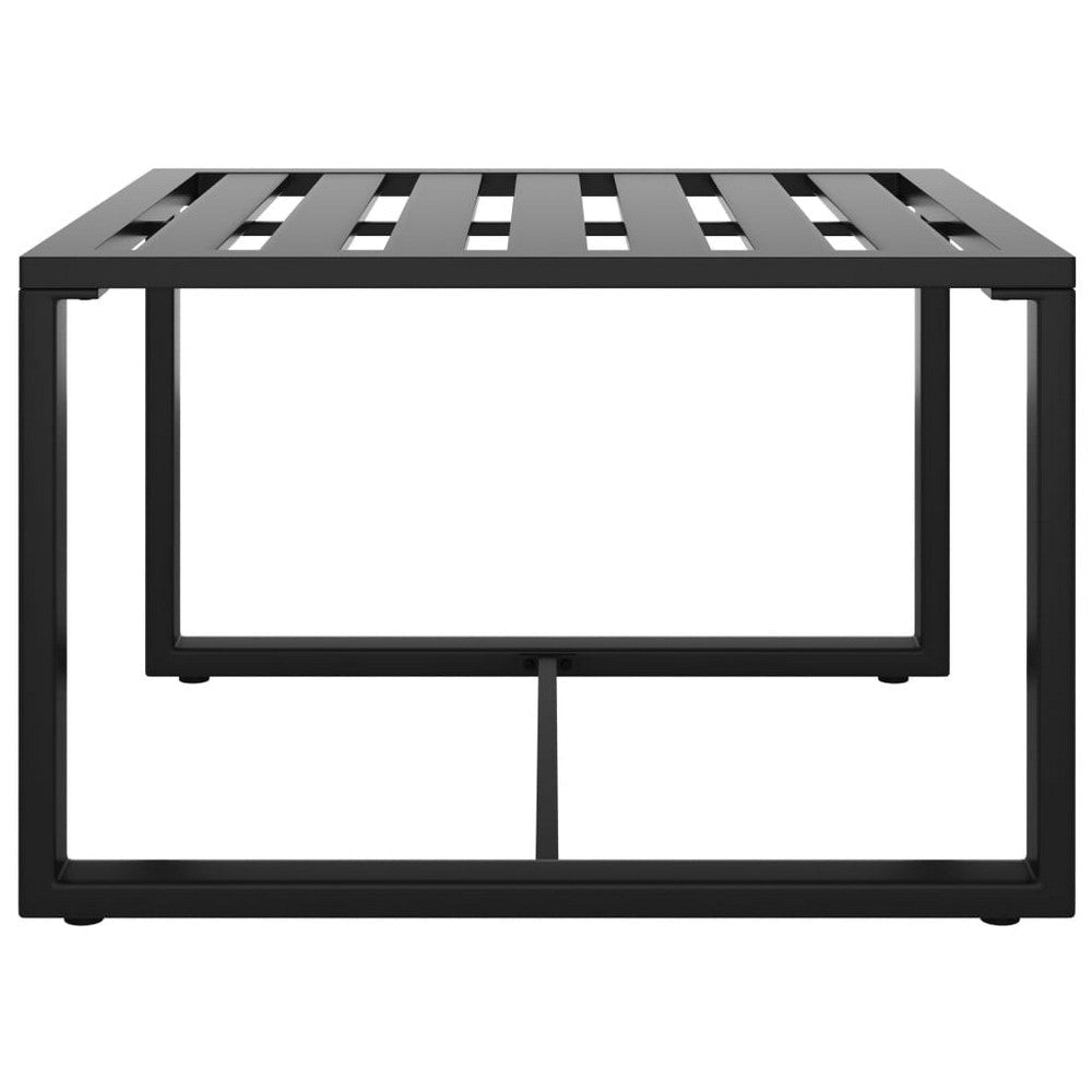 Outdoor Coffee Table with 24 Inch Slatted Top Dark Gray Aluminum BM325948