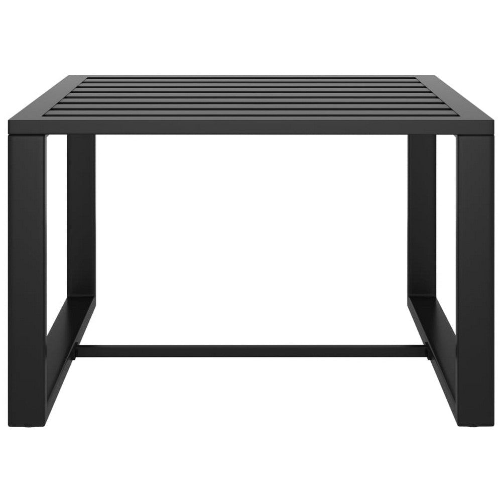 Outdoor Coffee Table with 24 Inch Slatted Top Dark Gray Aluminum BM325948