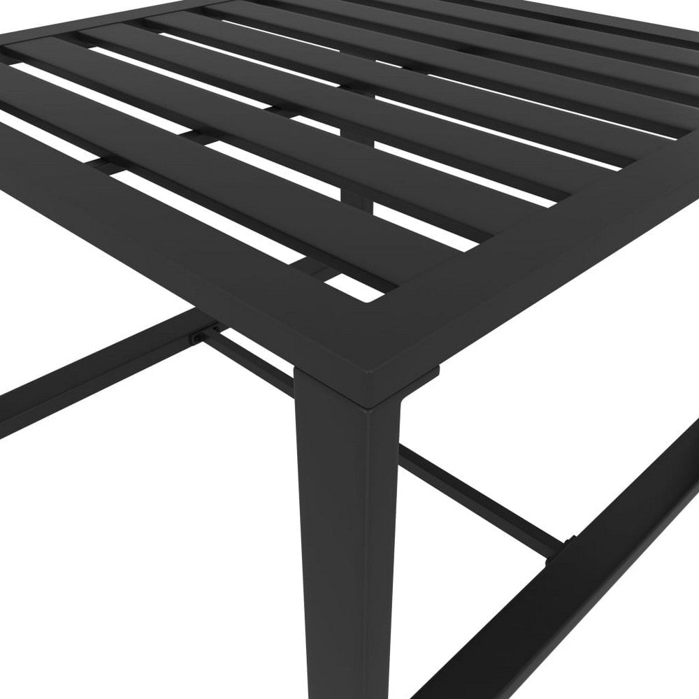 Outdoor Coffee Table with 24 Inch Slatted Top Dark Gray Aluminum BM325948