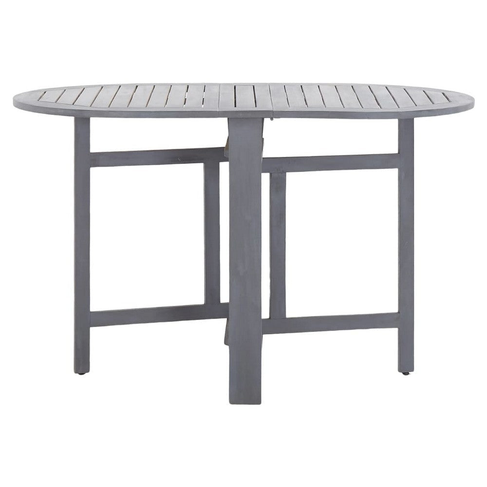 Oval Outdoor Dining Table Foldable Design 48 Inch Gray Acacia Wood BM325949