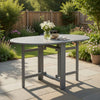 Oval Outdoor Dining Table, Foldable Design, 48 Inch, Gray Acacia Wood