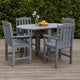 Oval Outdoor Dining Table, Foldable Design, 48 Inch, Gray Acacia Wood