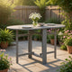 Oval Outdoor Dining Table, Foldable Design, 48 Inch, Gray Acacia Wood