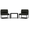 3pc Modular Outdoor Sofa Chair and Table Set, Gray Aluminum, Polyester