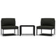 3pc Modular Outdoor Sofa Chair and Table Set, Gray Aluminum, Polyester