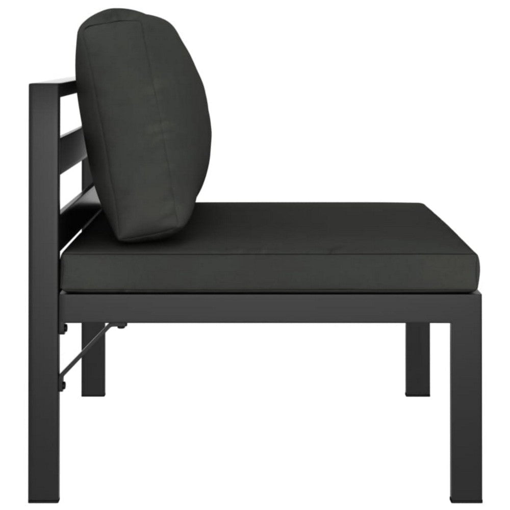 3pc Modular Outdoor Sofa Chair and Table Set Gray Aluminum Polyester BM325950