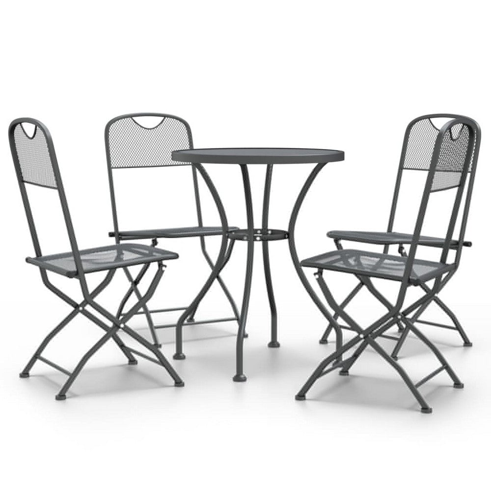 Yoko 5pc Outdoor Breakfast Dining Bistro Set, Gray, Folding Metal