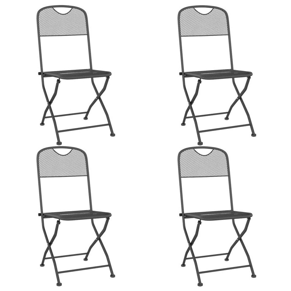Yoko 5pc Outdoor Breakfast Dining Bistro Set Gray Folding Metal BM325952
