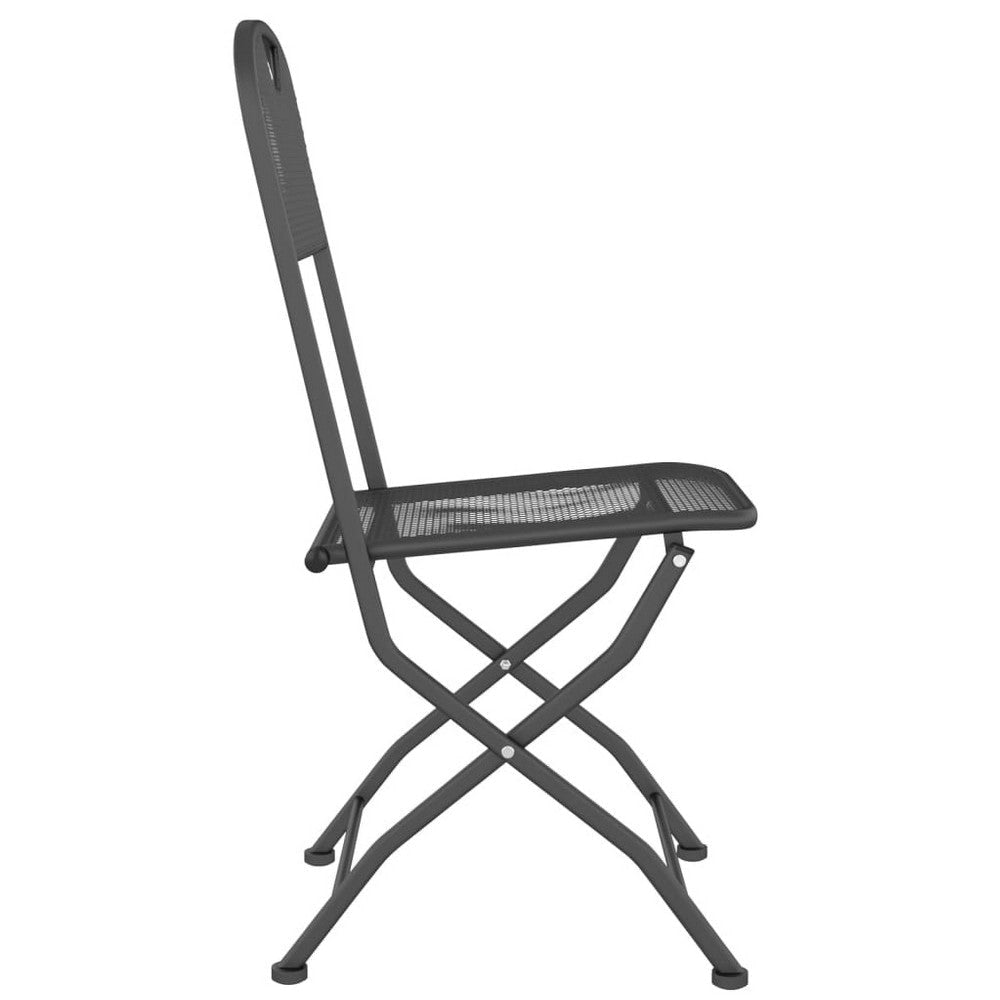 Yoko 5pc Outdoor Breakfast Dining Bistro Set Gray Folding Metal BM325952