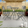 Yoko 5pc Outdoor Breakfast Dining Bistro Set, Gray, Folding Metal