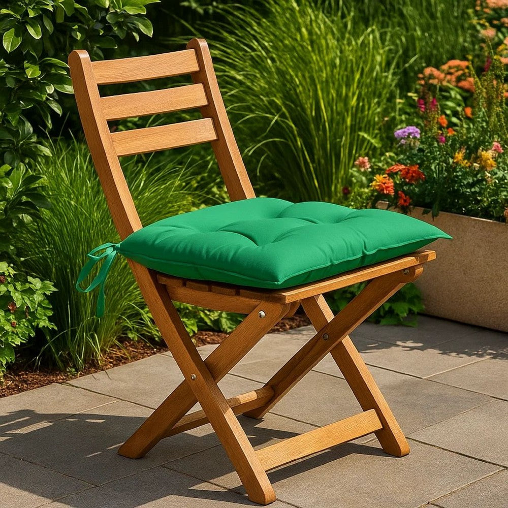 Zia Outdoor Cushion for Chair Set of 4, Non-Slip Ropes, Green Fabric