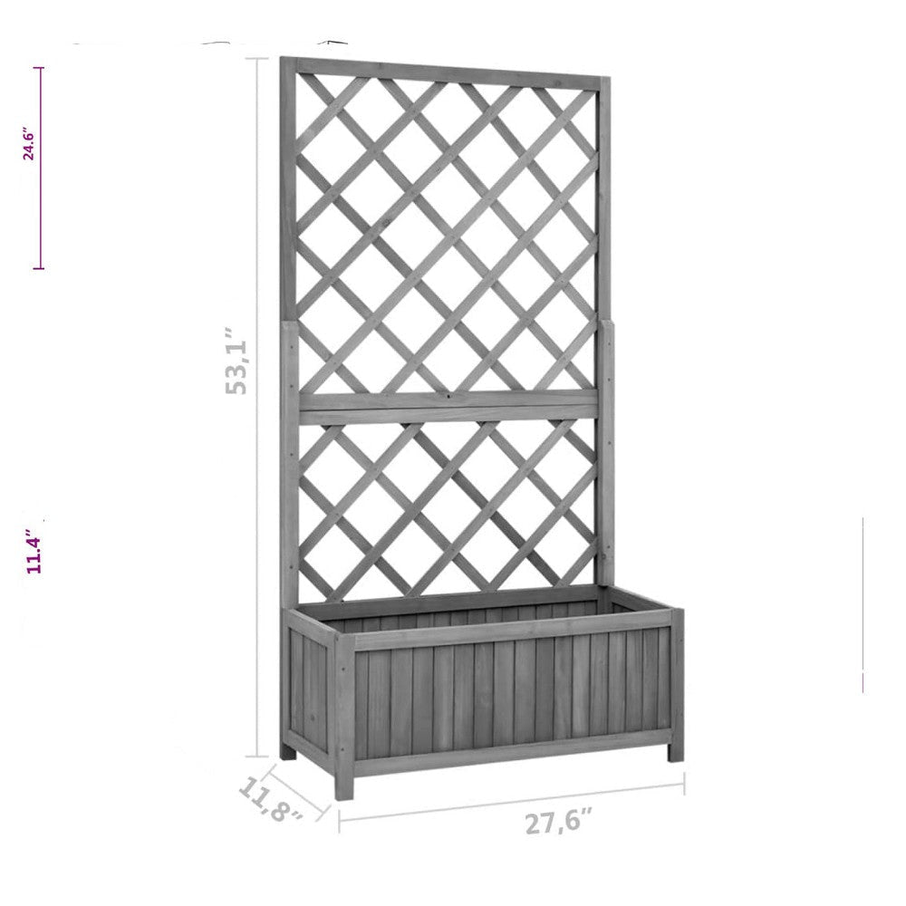 Madie Outdoor Garden Planter Trellis Design 53 Inch Black Fir Wood BM325955