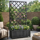 Madie Outdoor Garden Planter, Trellis Design, 53 Inch Black Fir Wood