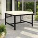 Reno Outdoor Sectional Footrest Ottoman, Black Rattan, Ivory Polyester