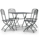 Yoko 5pc Outdoor Dining Breakfast Set, Dark Gray Folding Metal Frame