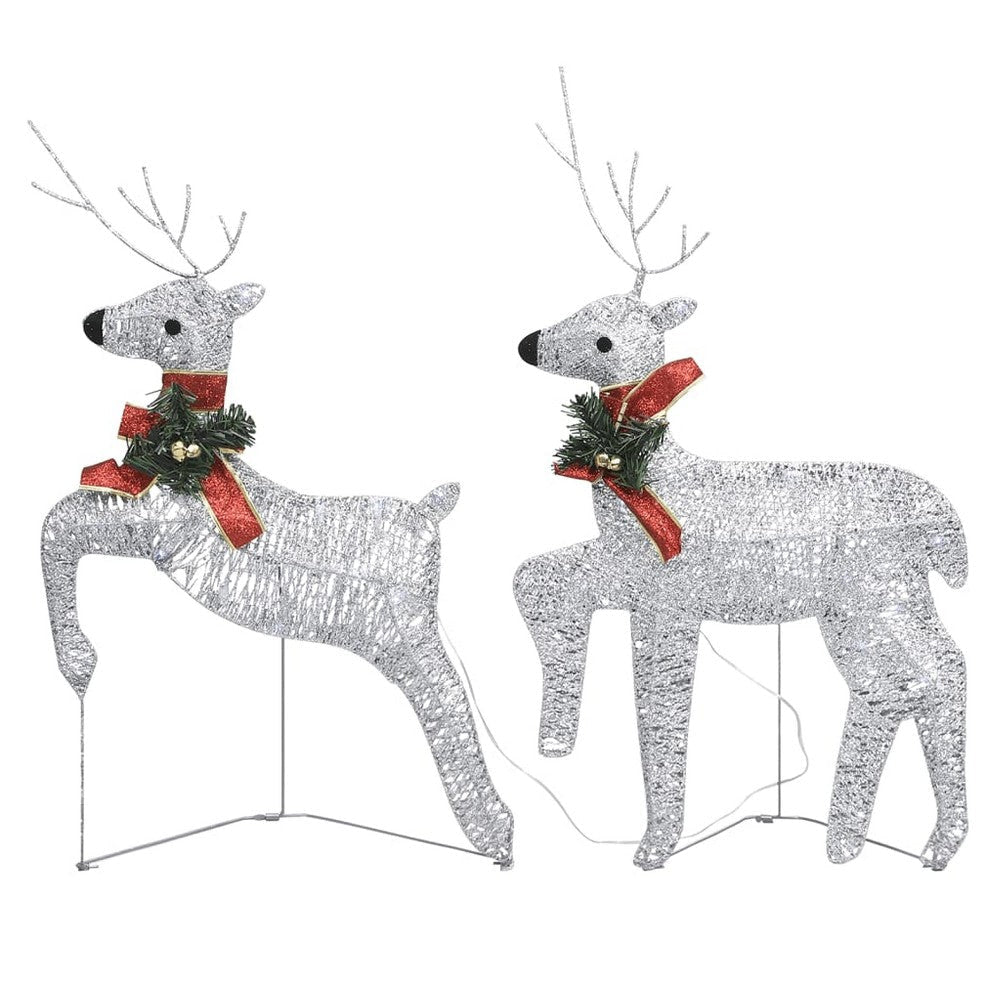 Outdoor 4 Reindeer Christmas Decor 80 Cool White LEDs Silver Metal BM325960