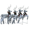 Outdoor 4 Reindeer Christmas Decor 80 Cool White LEDs Silver Metal BM325960