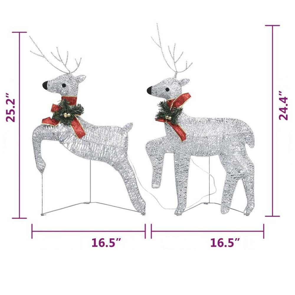 Outdoor 4 Reindeer Christmas Decor 80 Cool White LEDs Silver Metal BM325960