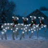 Outdoor 4 Reindeer Christmas Decor, 80 Cool White LEDs, Silver Metal
