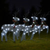 Outdoor 4 Reindeer Christmas Decor, 80 Cool White LEDs, Silver Metal