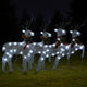 Outdoor 4 Reindeer Christmas Decor, 80 Cool White LEDs, Silver Metal